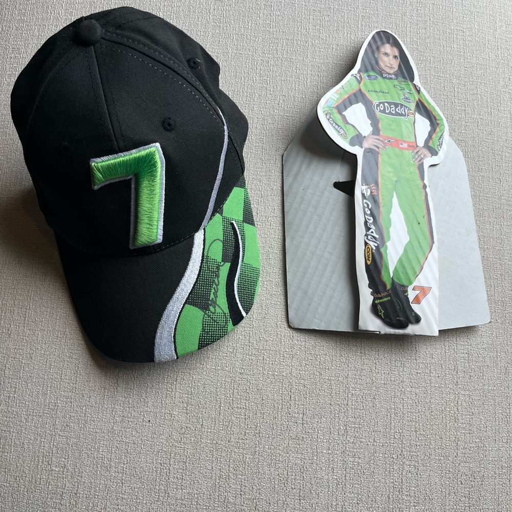 Danica Patrick signed ball cap with a cardboard stand up cut out